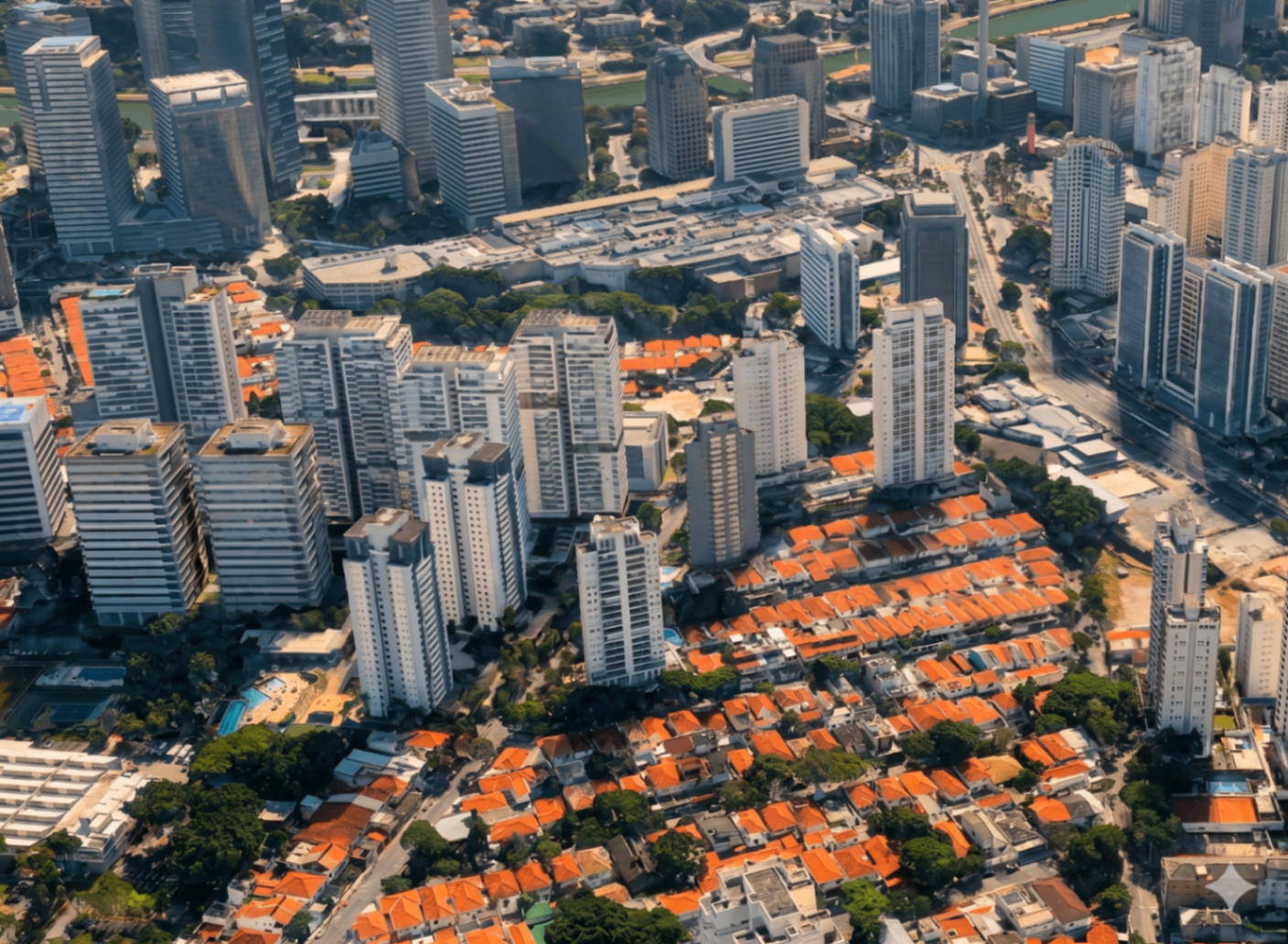 Vista aérea da região, entre Parque da Cidade e Marginal Pinheiros