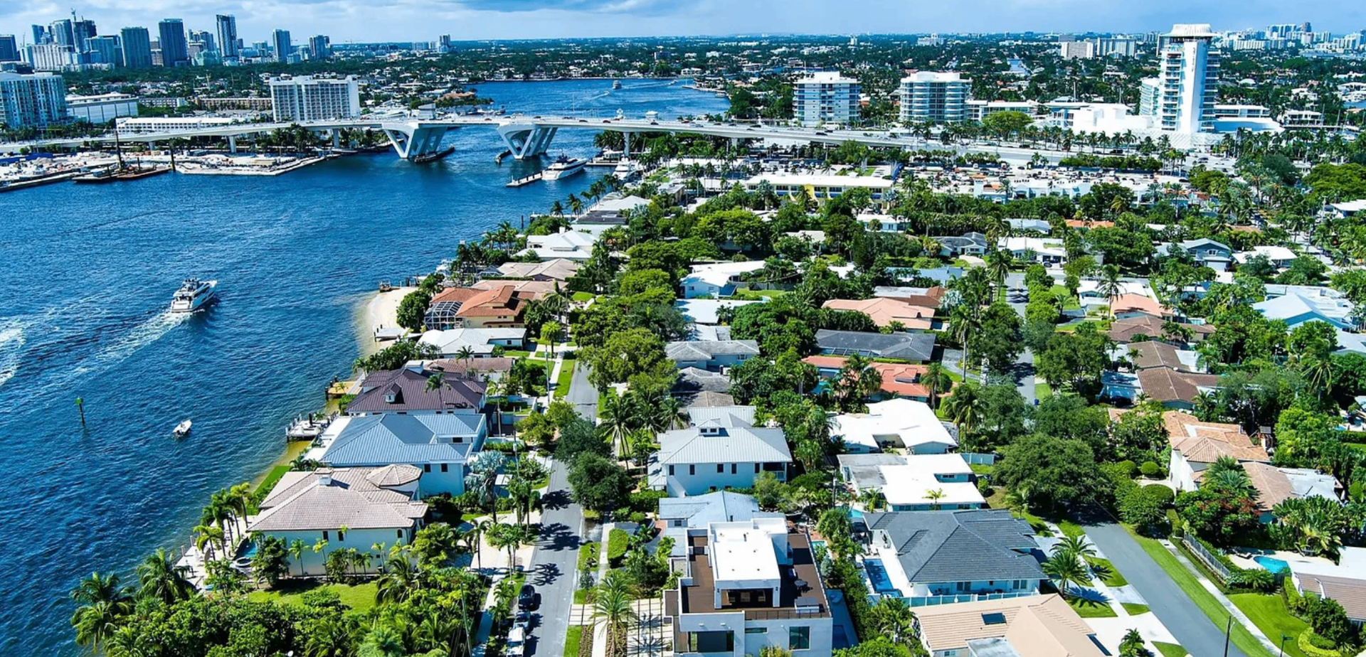 Vista aérea do bairro Harbour Heights em Fort Lauderdale